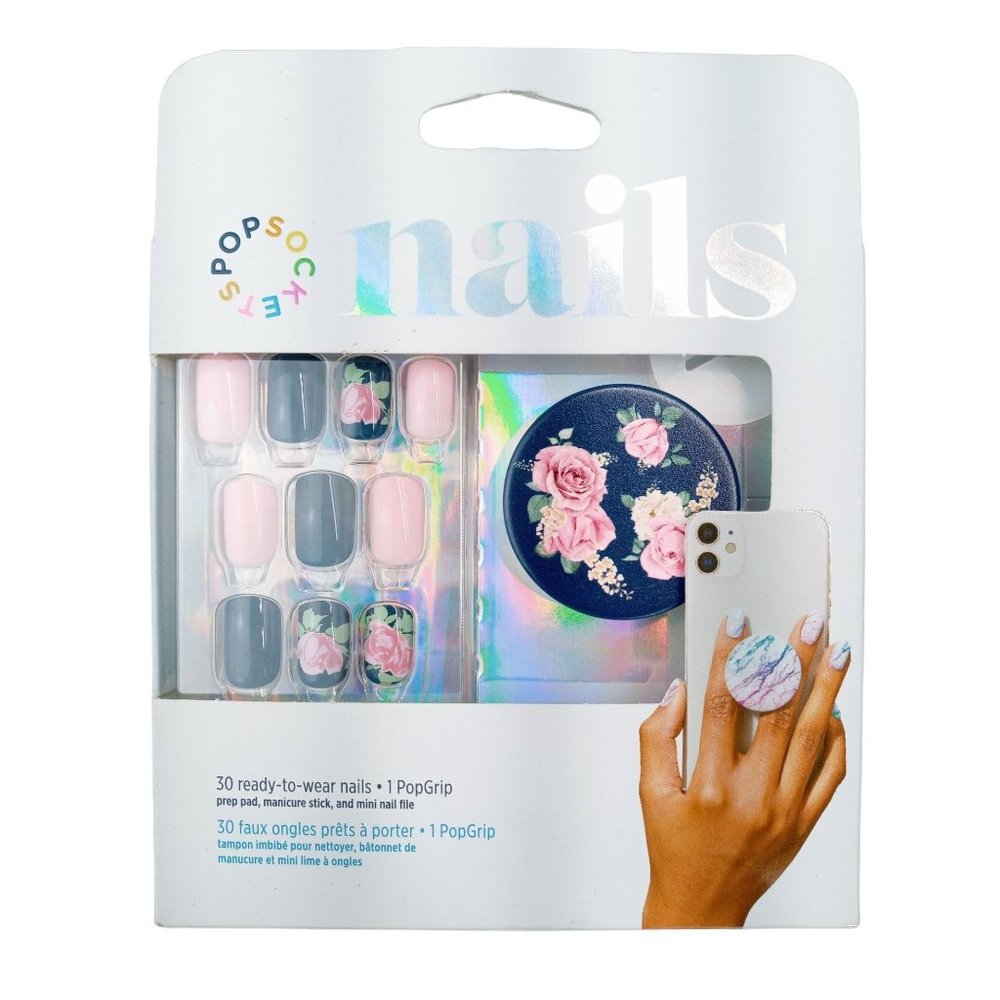 Popsocket Nails Phone Grip Matching Kit Pink Roses Vintage Perfume 804704 Set